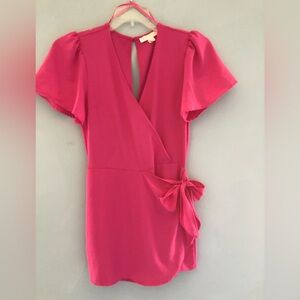 Monteau Vibrant Pink Wrap Mini Dress
